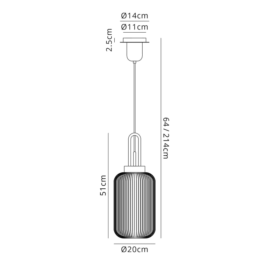 NLK05329 Amsterdam 1 Light Pendant Copper Matt Black