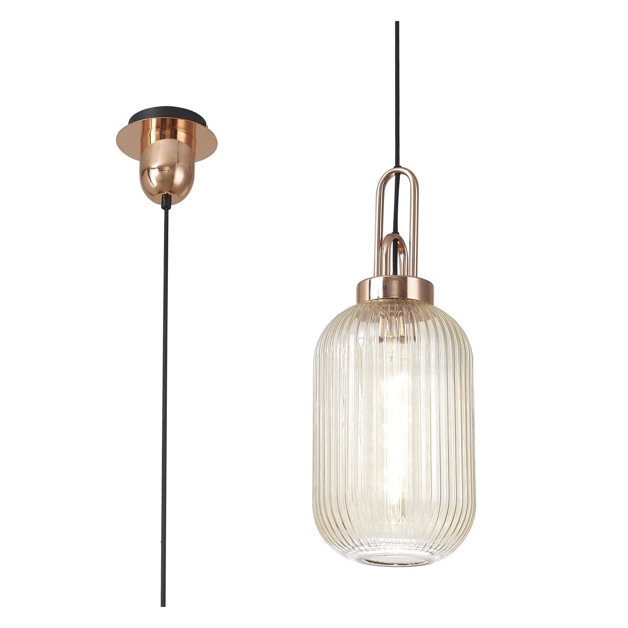 NLK05339 Amsterdam 1 Light Pendant Copper Matt Black