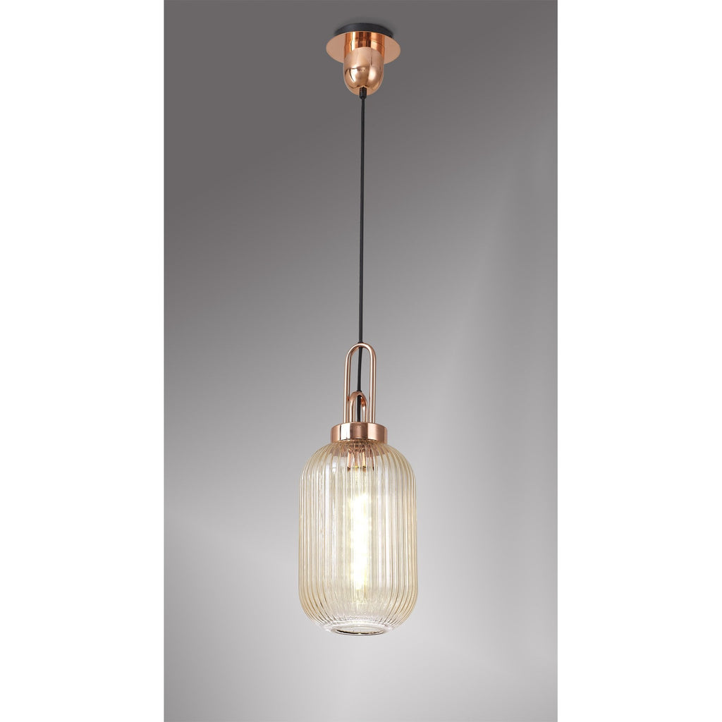 NLK05339 Amsterdam 1 Light Pendant Copper Matt Black