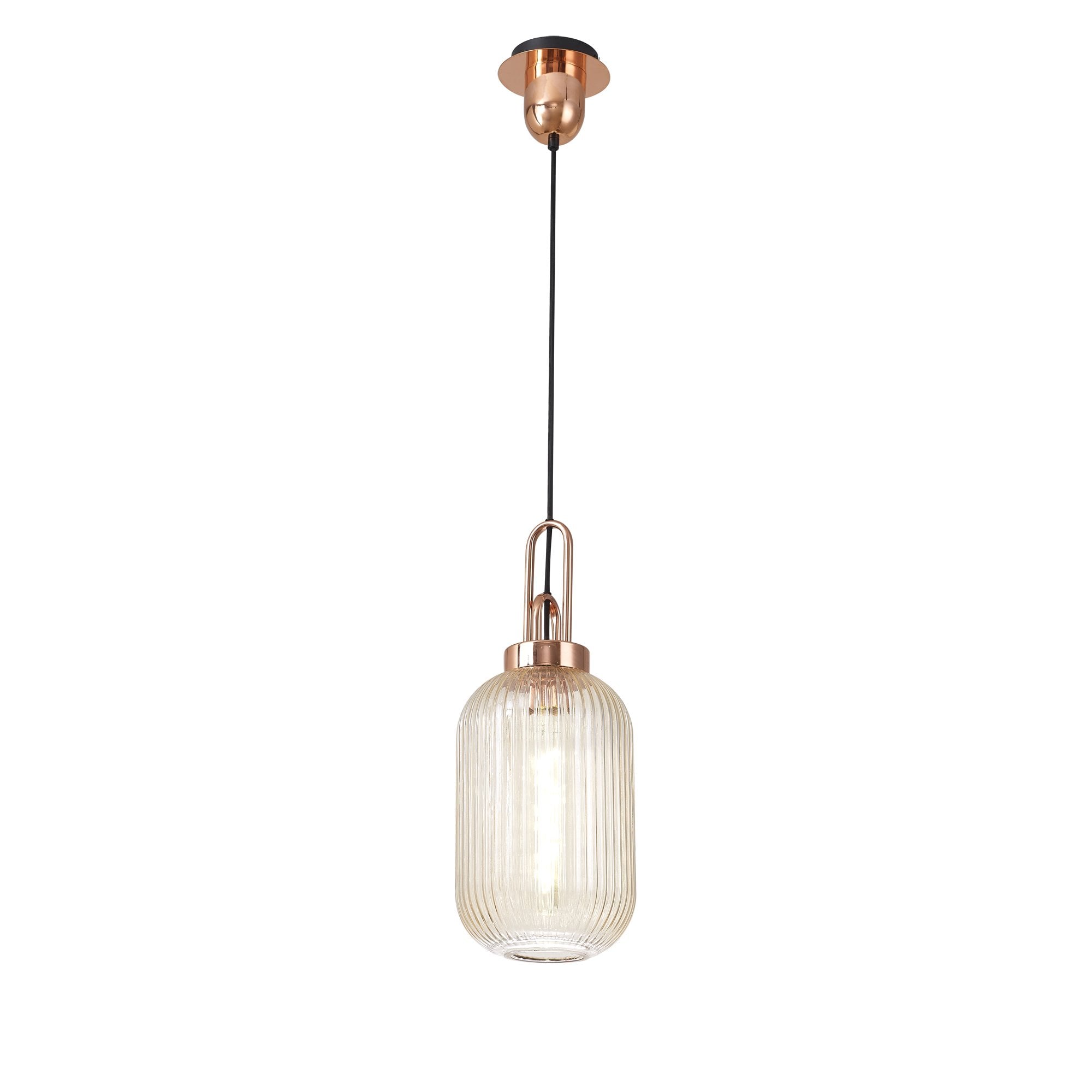 NLK05339 Amsterdam 1 Light Pendant Copper Matt Black