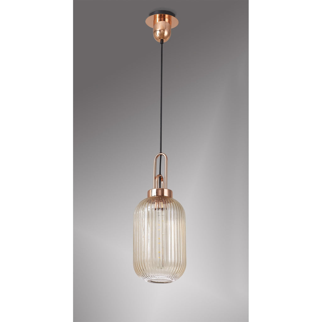 NLK05339 Amsterdam 1 Light Pendant Copper Matt Black