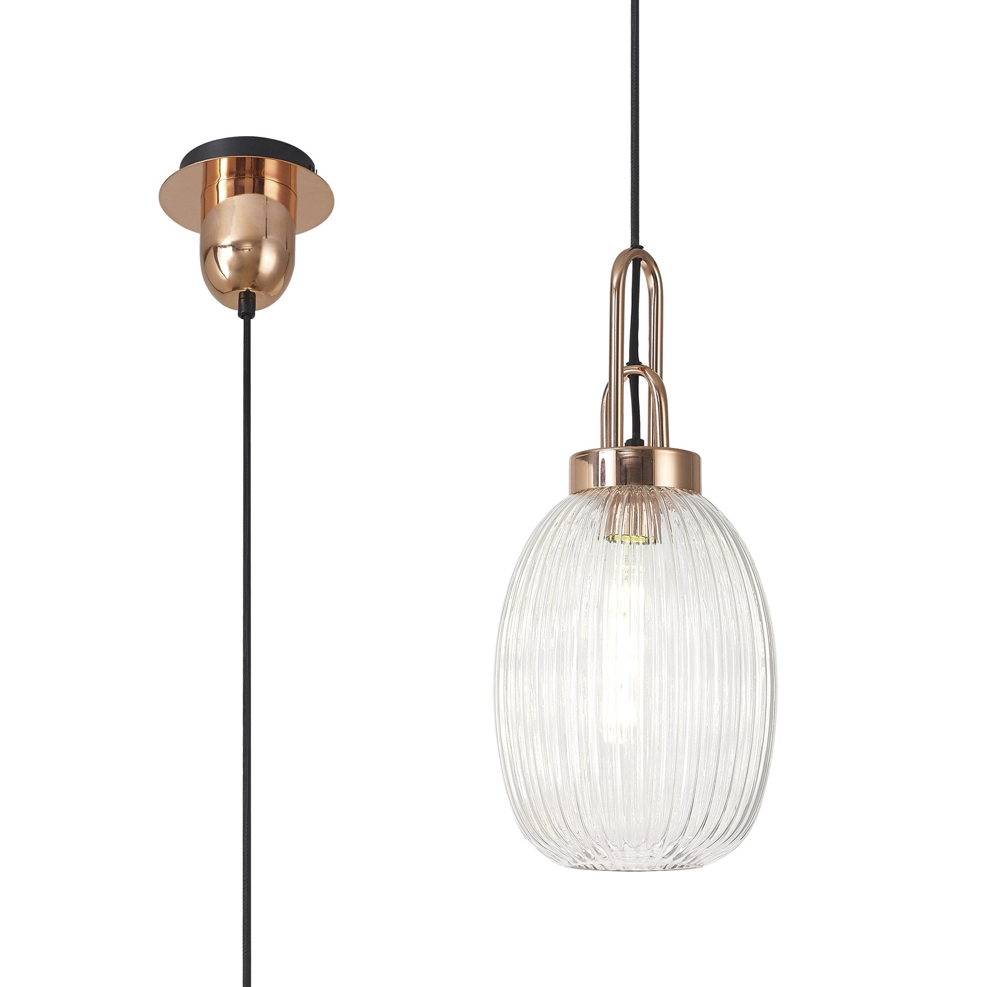 NLK05349 Amsterdam 1 Light Pendant Copper Matt Black