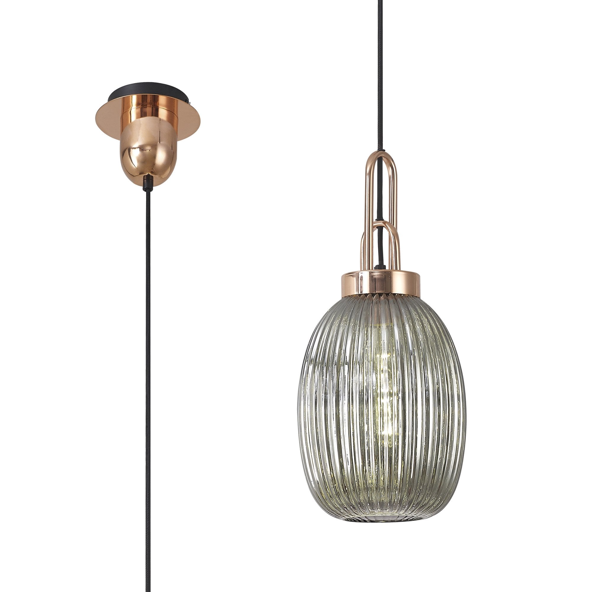NLK05359 Amsterdam 1 Light Pendant Copper Matt Black