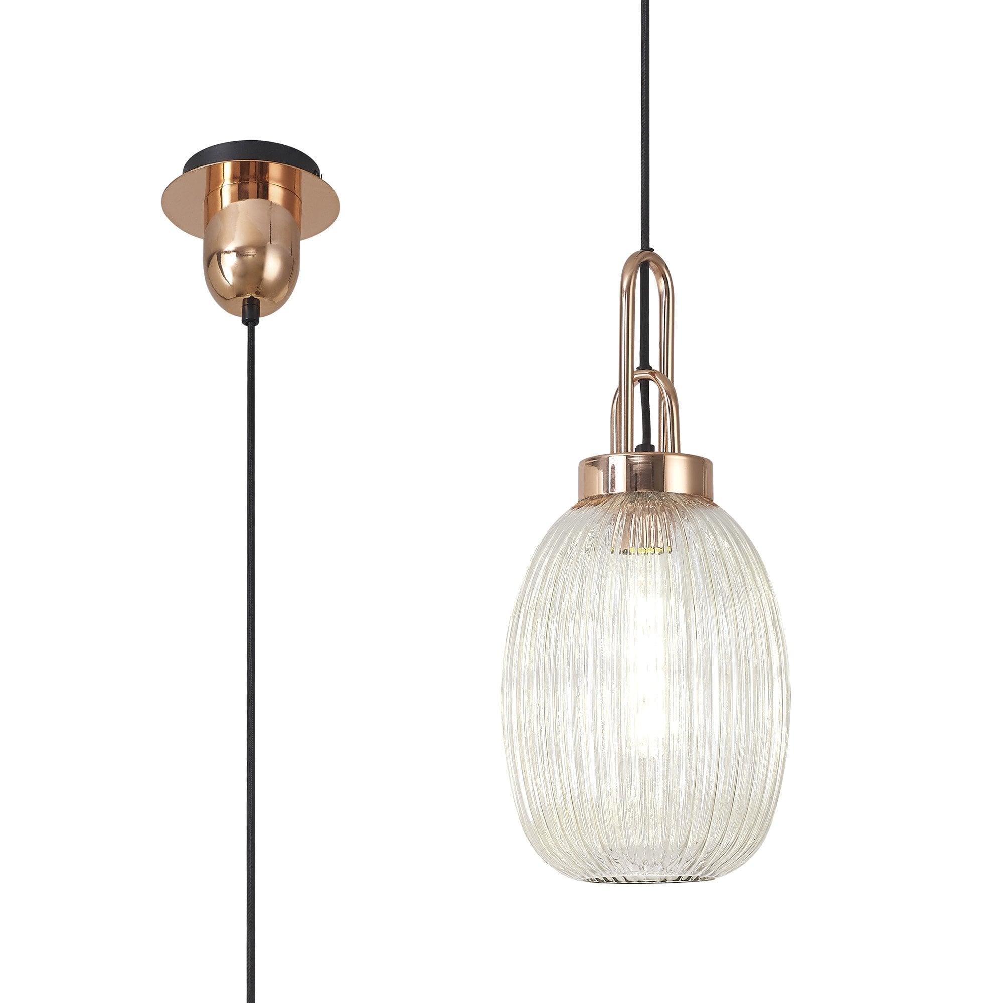 NLK05369 Amsterdam 1 Light Pendant Copper Matt Black