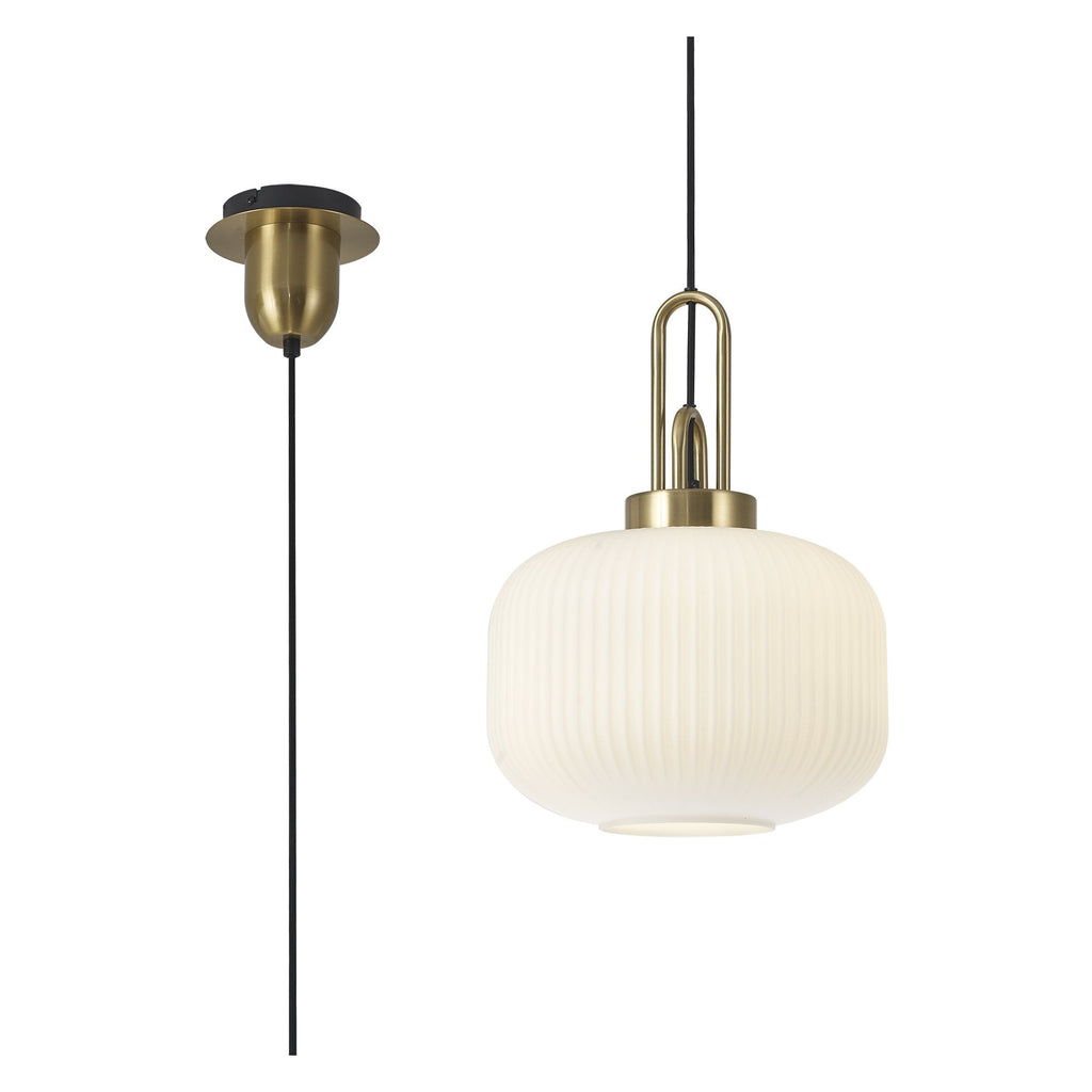 Nelson Lighting NLK05389 Amsterdam 1 Light Pendant – Brass Gold & Matt Black
