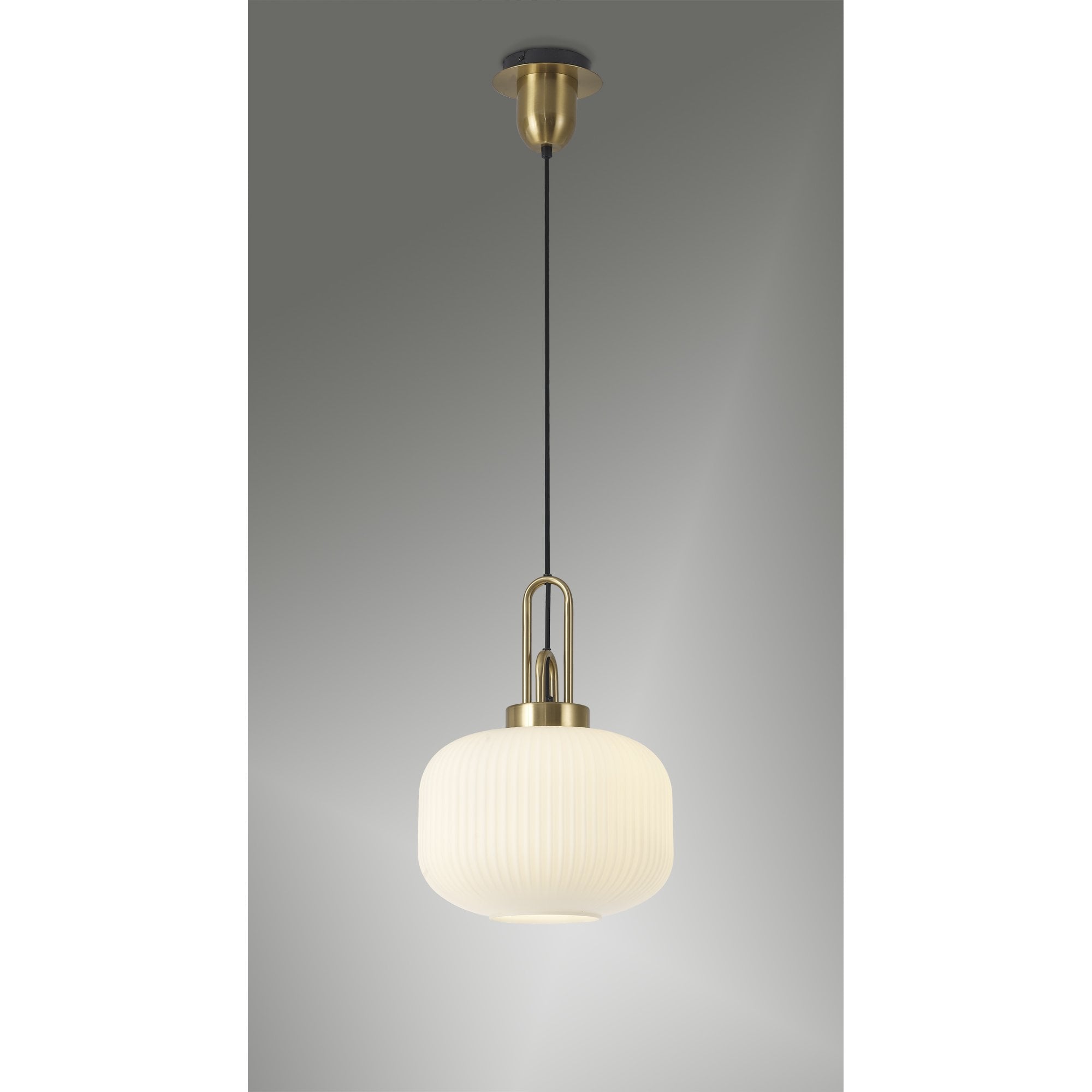 Nelson Lighting NLK05389 Amsterdam 1 Light Pendant – Brass Gold & Matt Black
