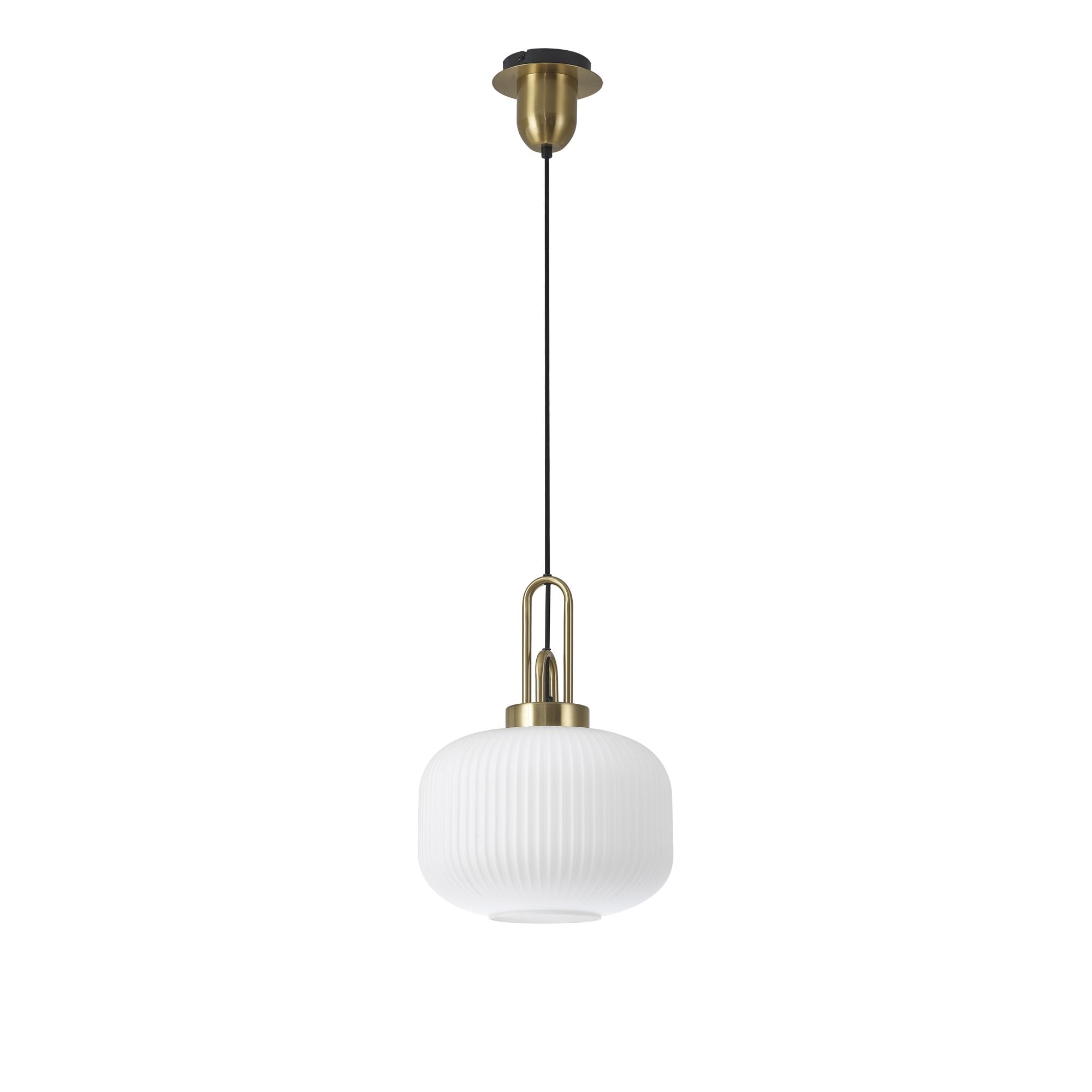 Nelson Lighting NLK05389 Amsterdam 1 Light Pendant – Brass Gold & Matt Black