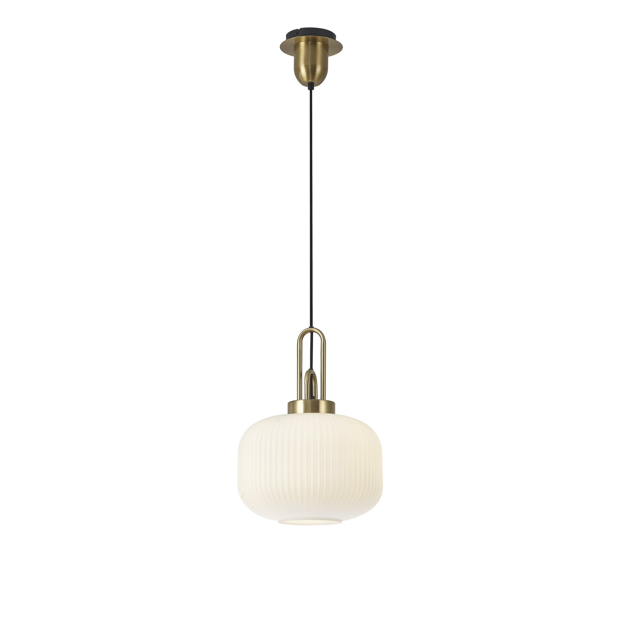 Nelson Lighting NLK05389 Amsterdam 1 Light Pendant – Brass Gold & Matt Black