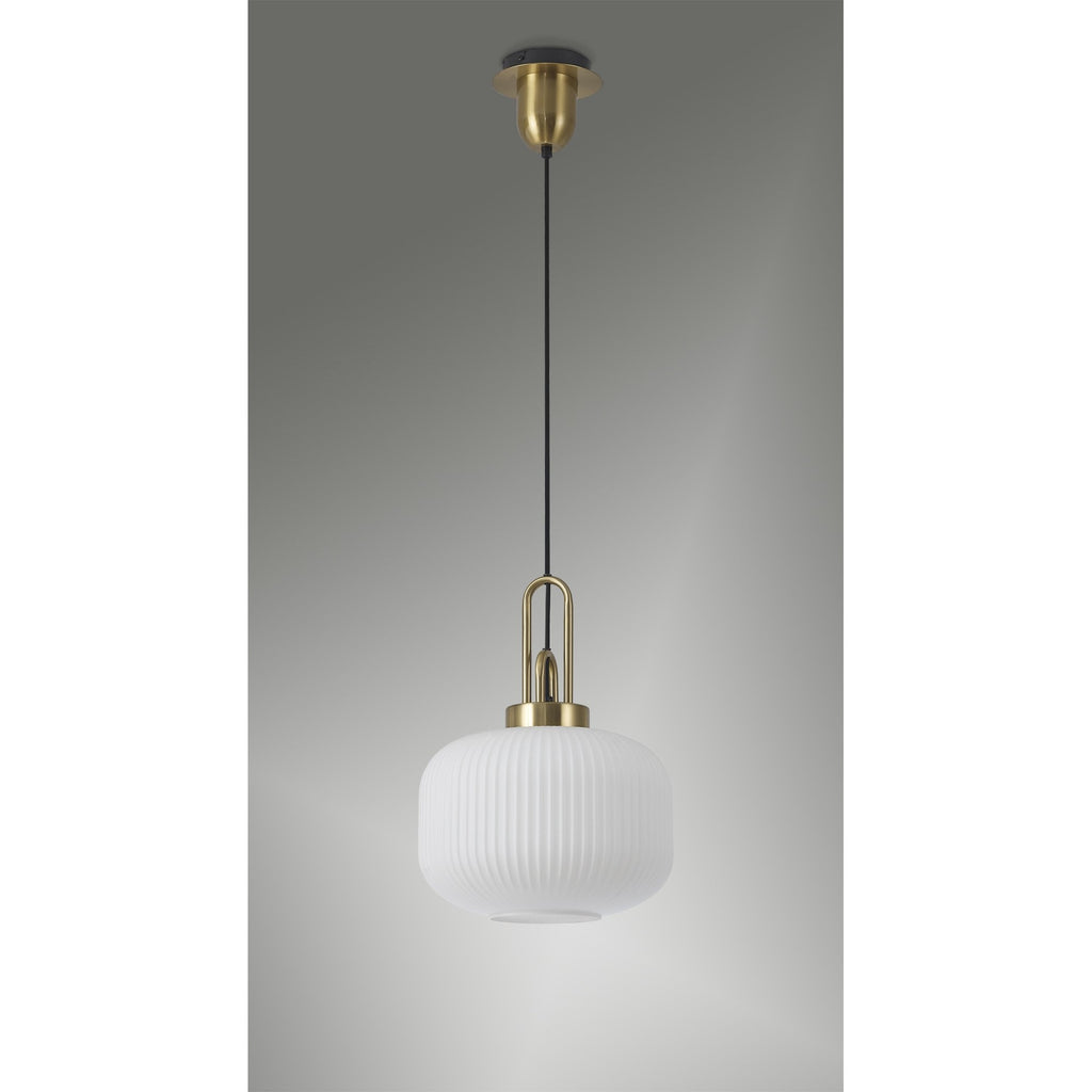 Nelson Lighting NLK05389 Amsterdam 1 Light Pendant – Brass Gold & Matt Black