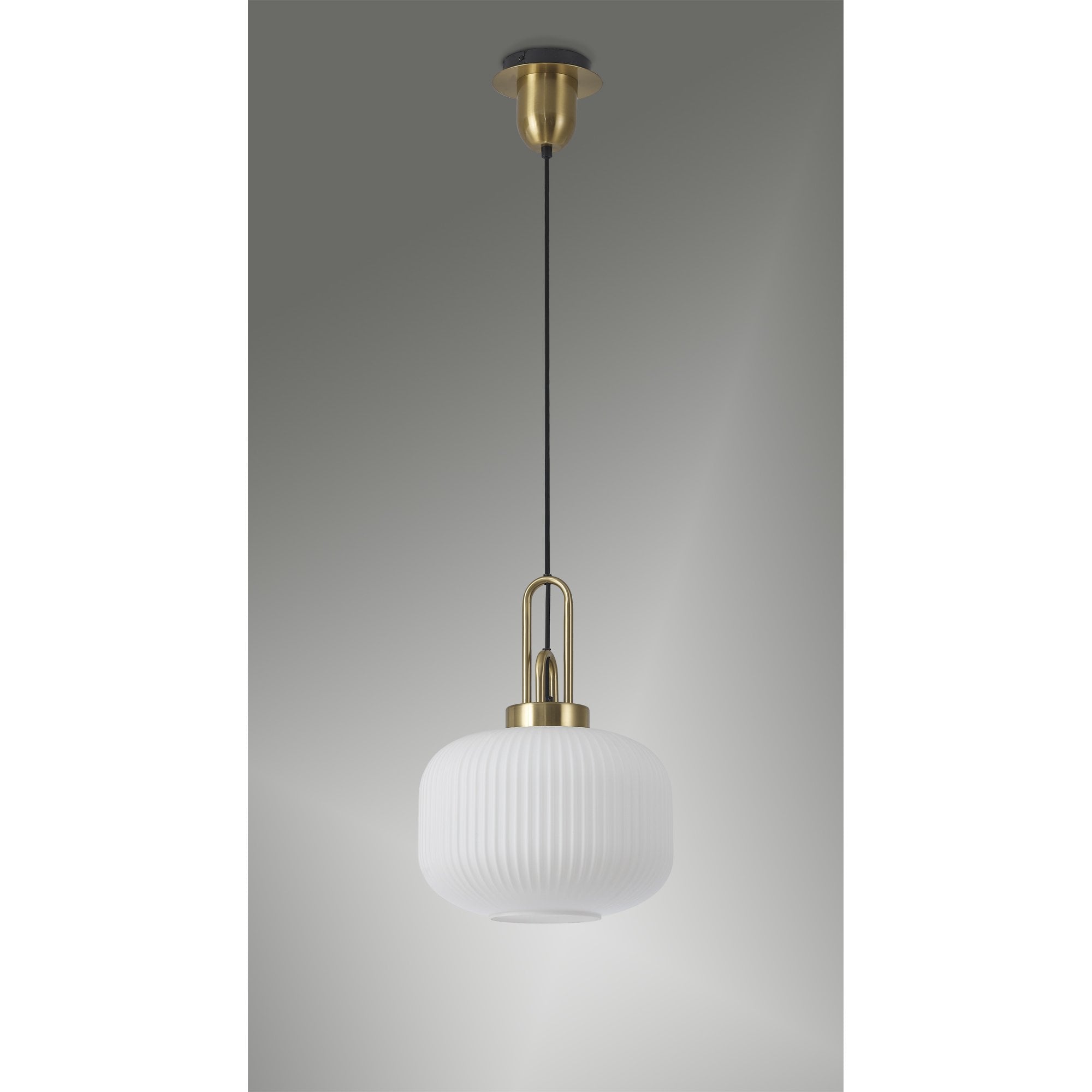 Nelson Lighting NLK05389 Amsterdam 1 Light Pendant – Brass Gold & Matt Black