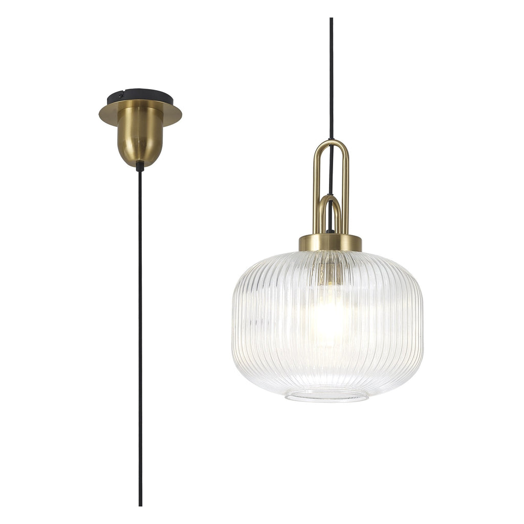 NLK05399 Amsterdam 1 Light Pendant Brass Gold Matt Black