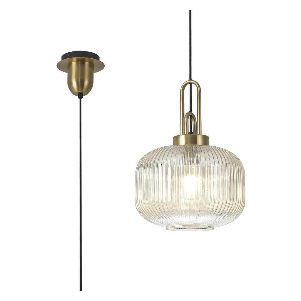 NLK05409 Amsterdam 1 Light Pendant Brass Gold Matt Black