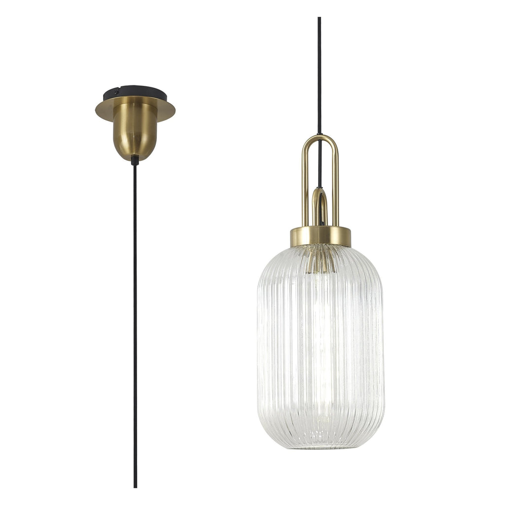 NLK05429 Amsterdam 1 Light Pendant Brass Gold Matt Black