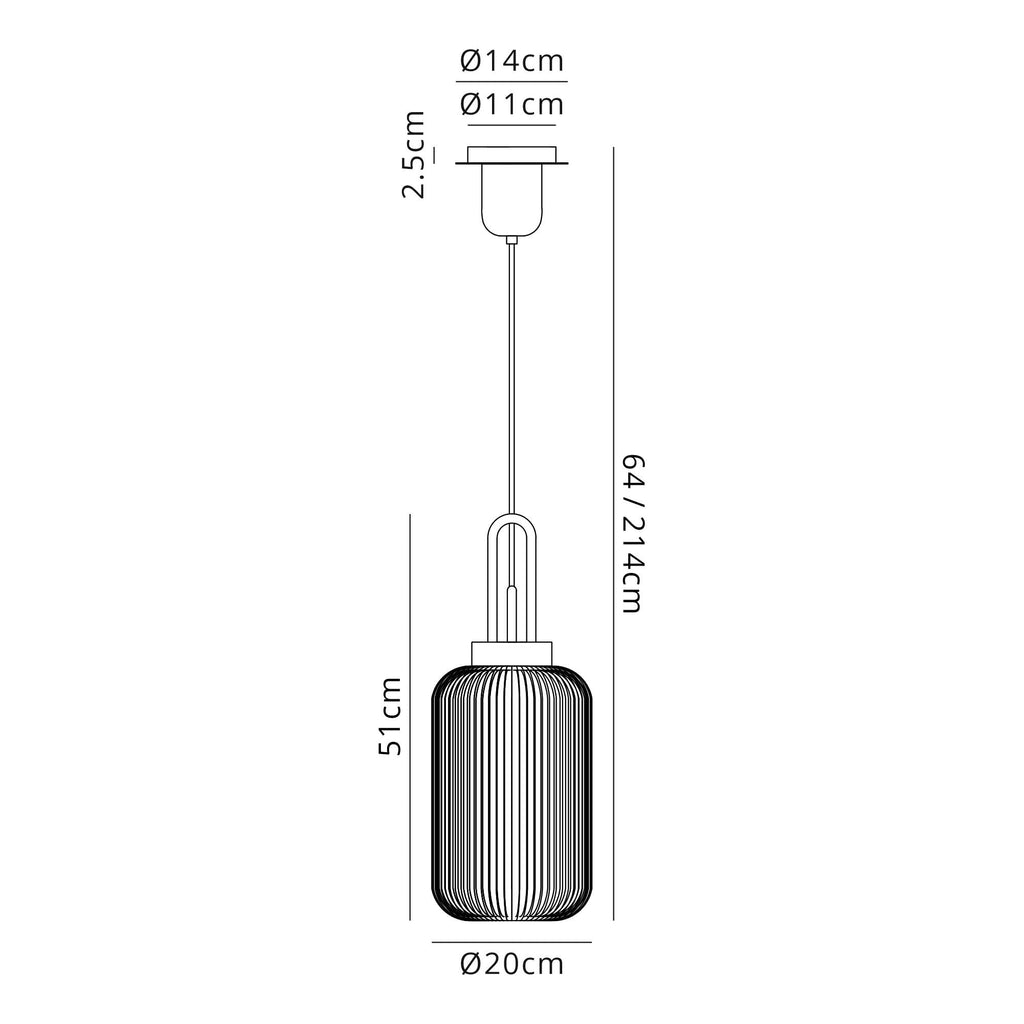 NLK05429 Amsterdam 1 Light Pendant Brass Gold Matt Black