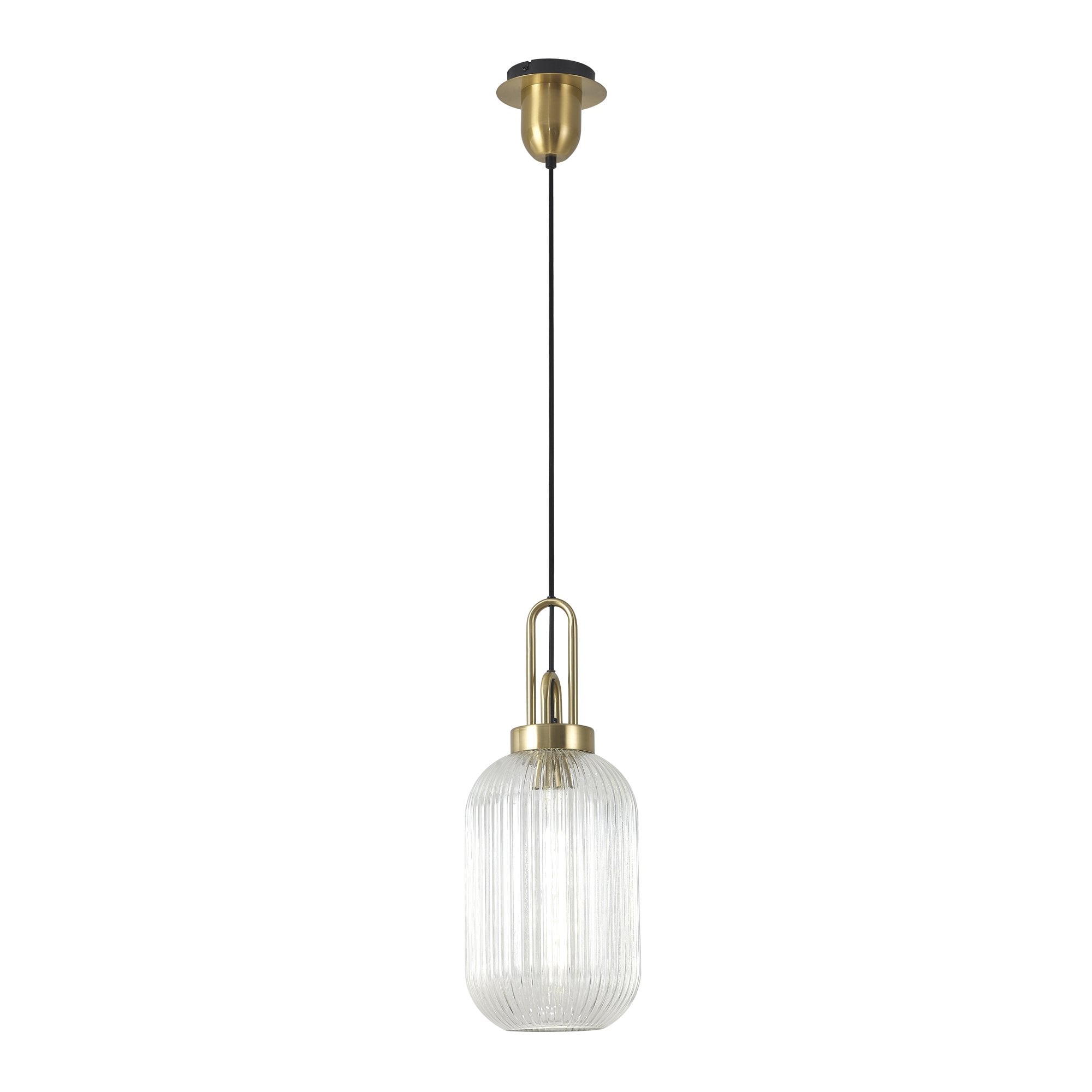 NLK05429 Amsterdam 1 Light Pendant Brass Gold Matt Black