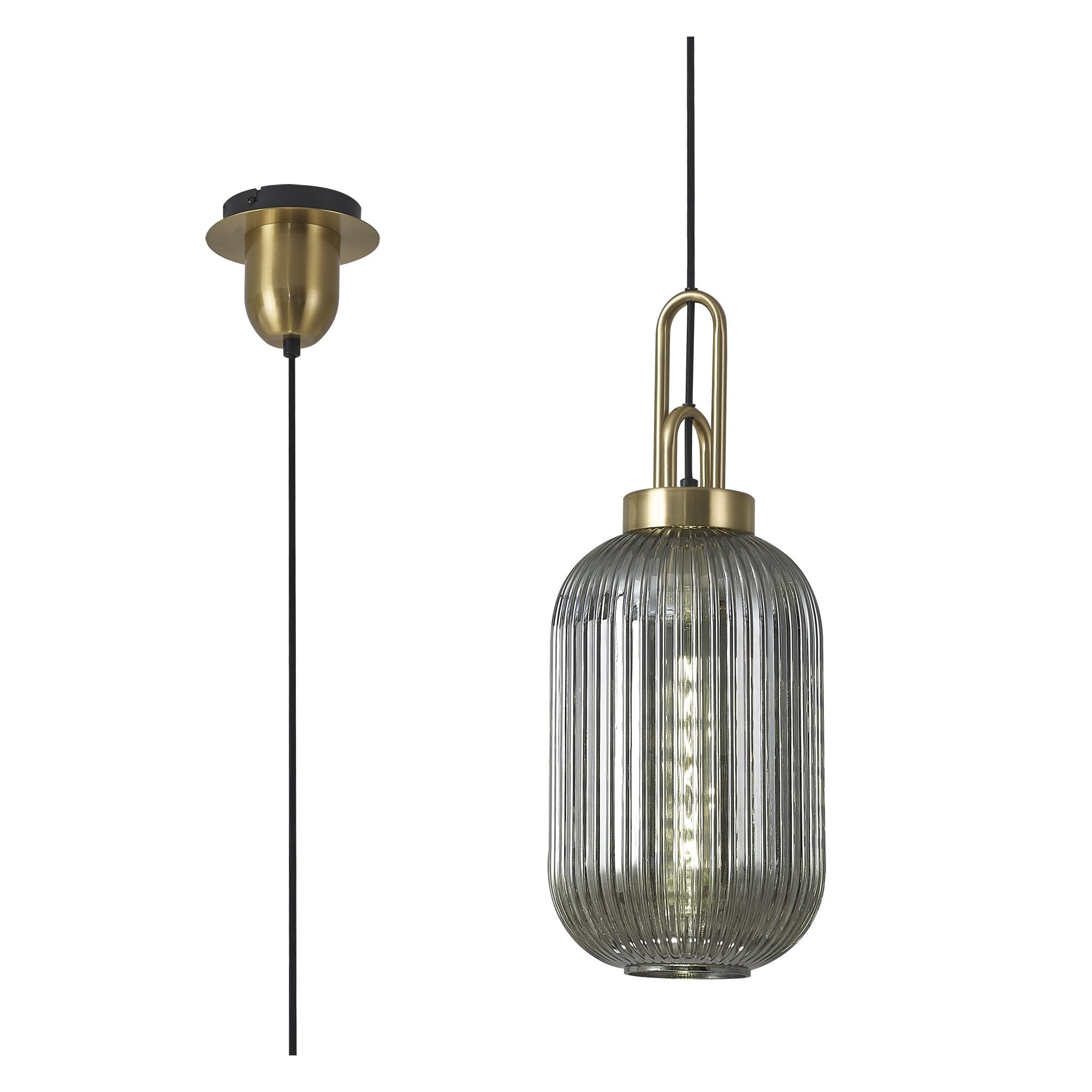 NLK05439 Amsterdam 1 Light Pendant Brass Gold Matt Black