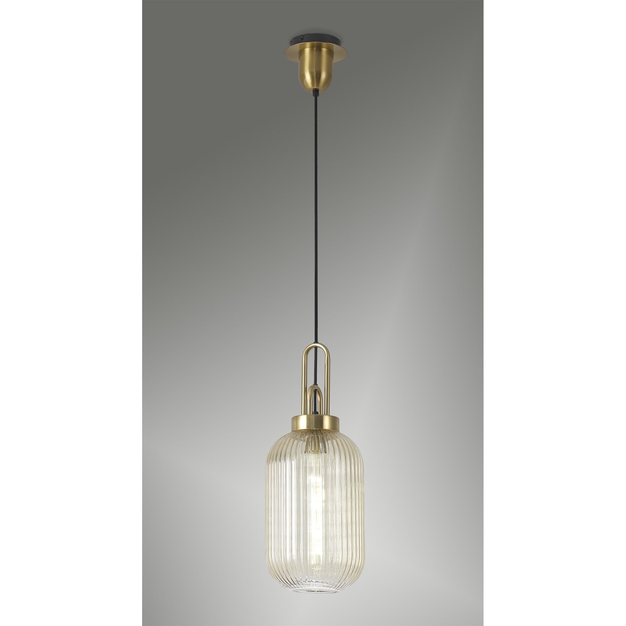 NLK05449 Amsterdam 1 Light Pendant Brass Gold Matt Black