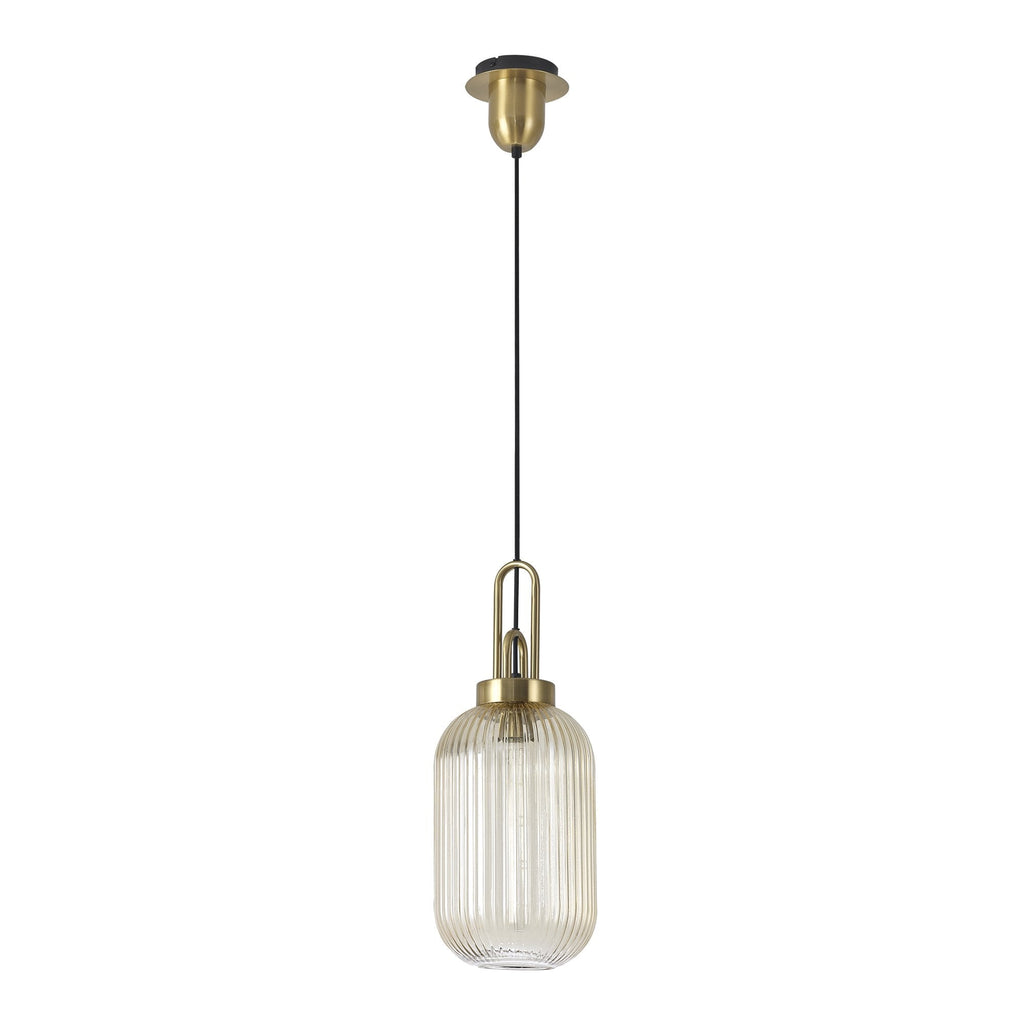 NLK05449 Amsterdam 1 Light Pendant Brass Gold Matt Black