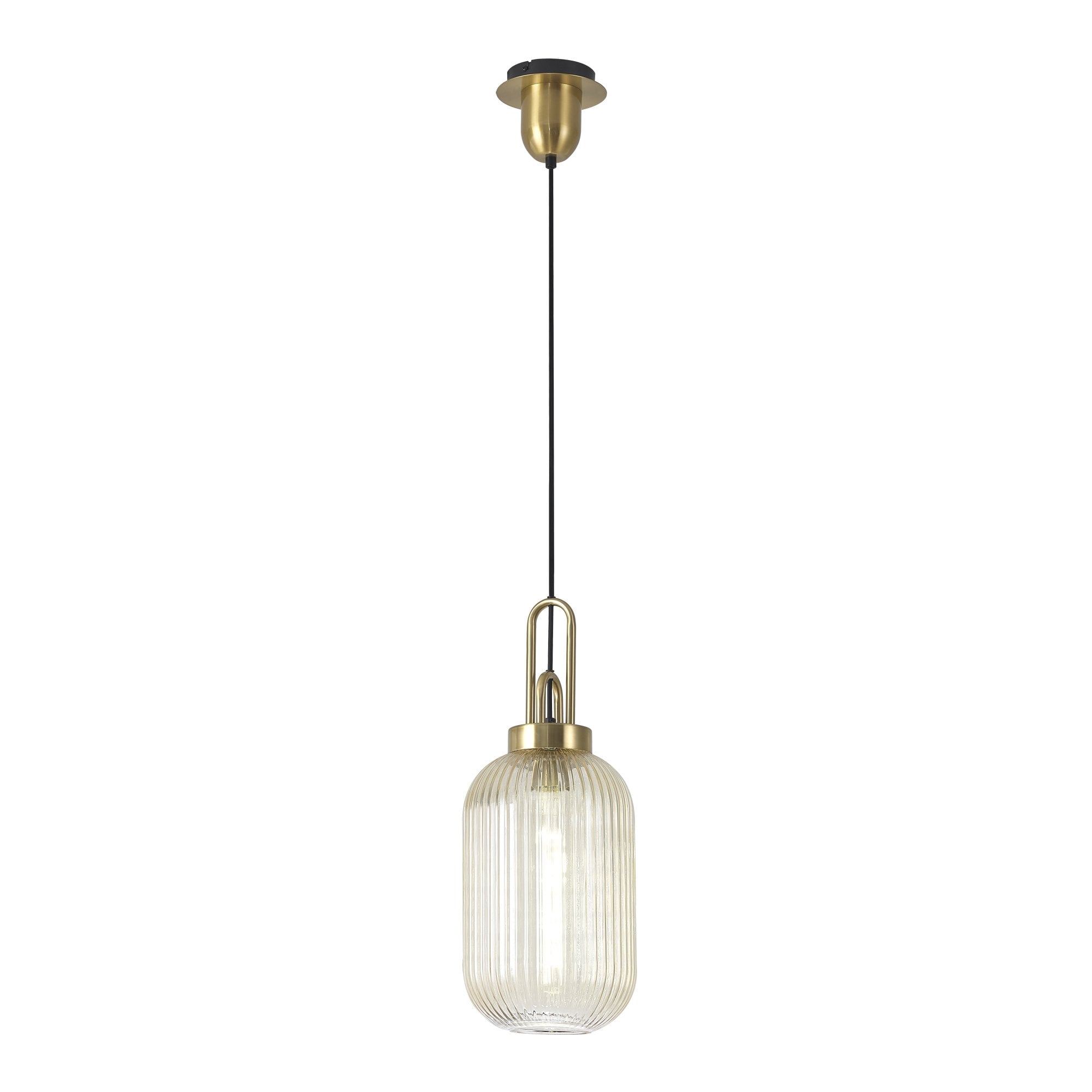 NLK05449 Amsterdam 1 Light Pendant Brass Gold Matt Black