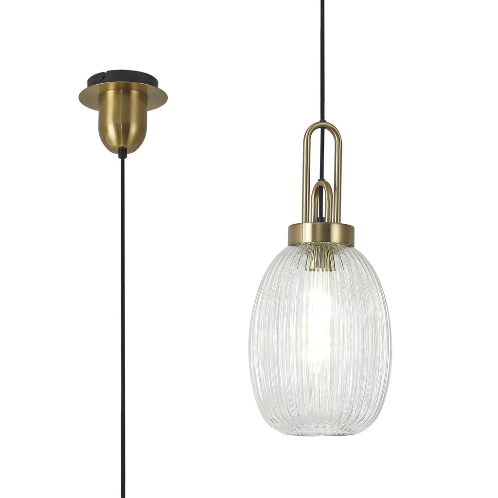 NLK05459 Amsterdam 1 Light Pendant Brass Gold Matt Black