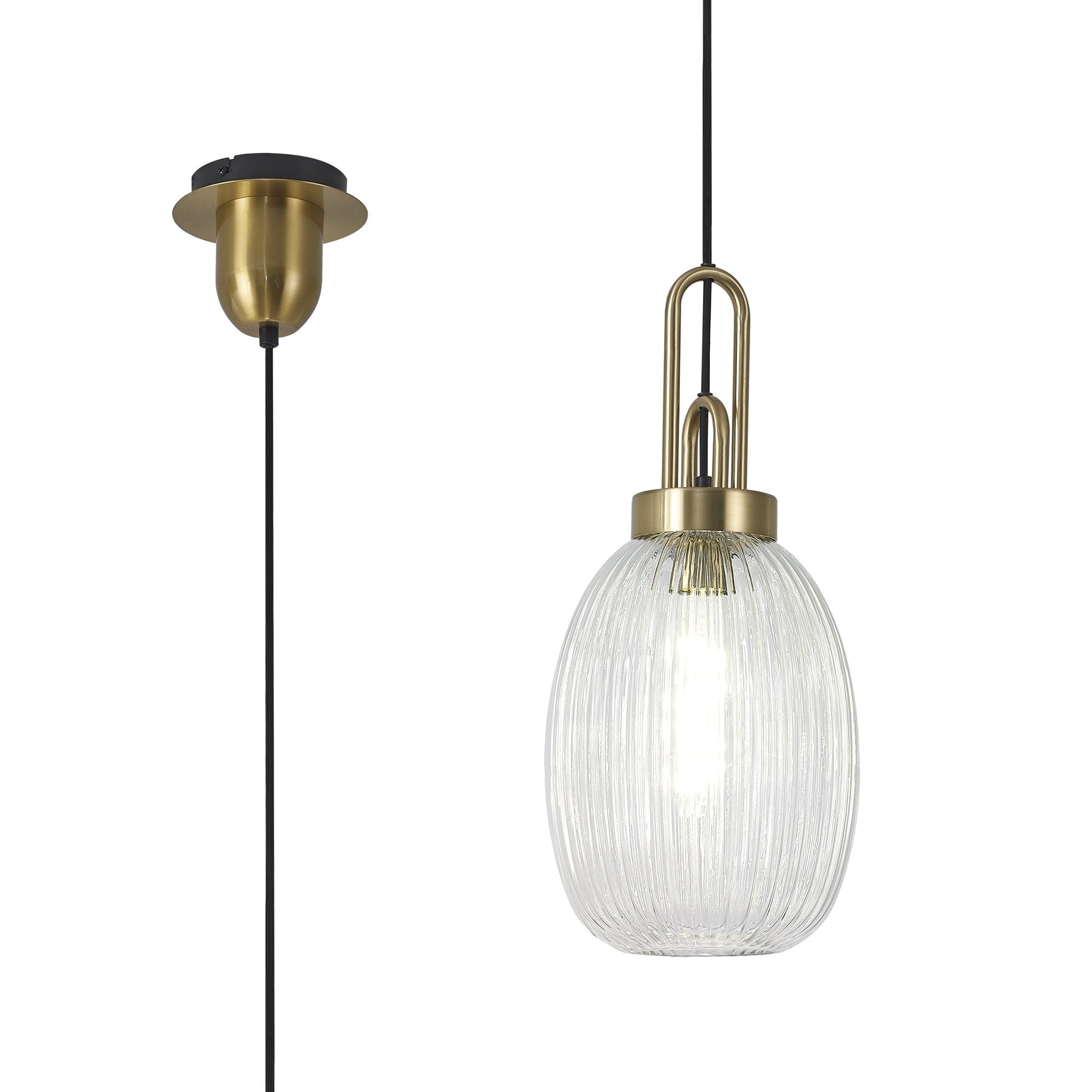 NLK05459 Amsterdam 1 Light Pendant Brass Gold Matt Black