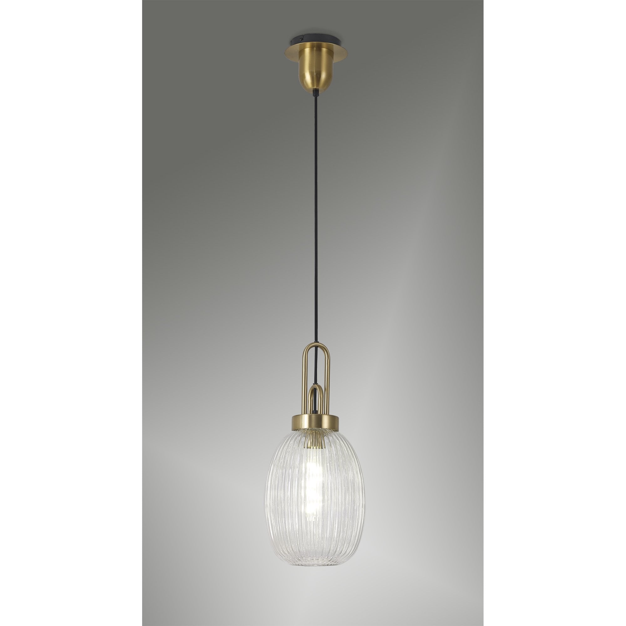 NLK05459 Amsterdam 1 Light Pendant Brass Gold Matt Black