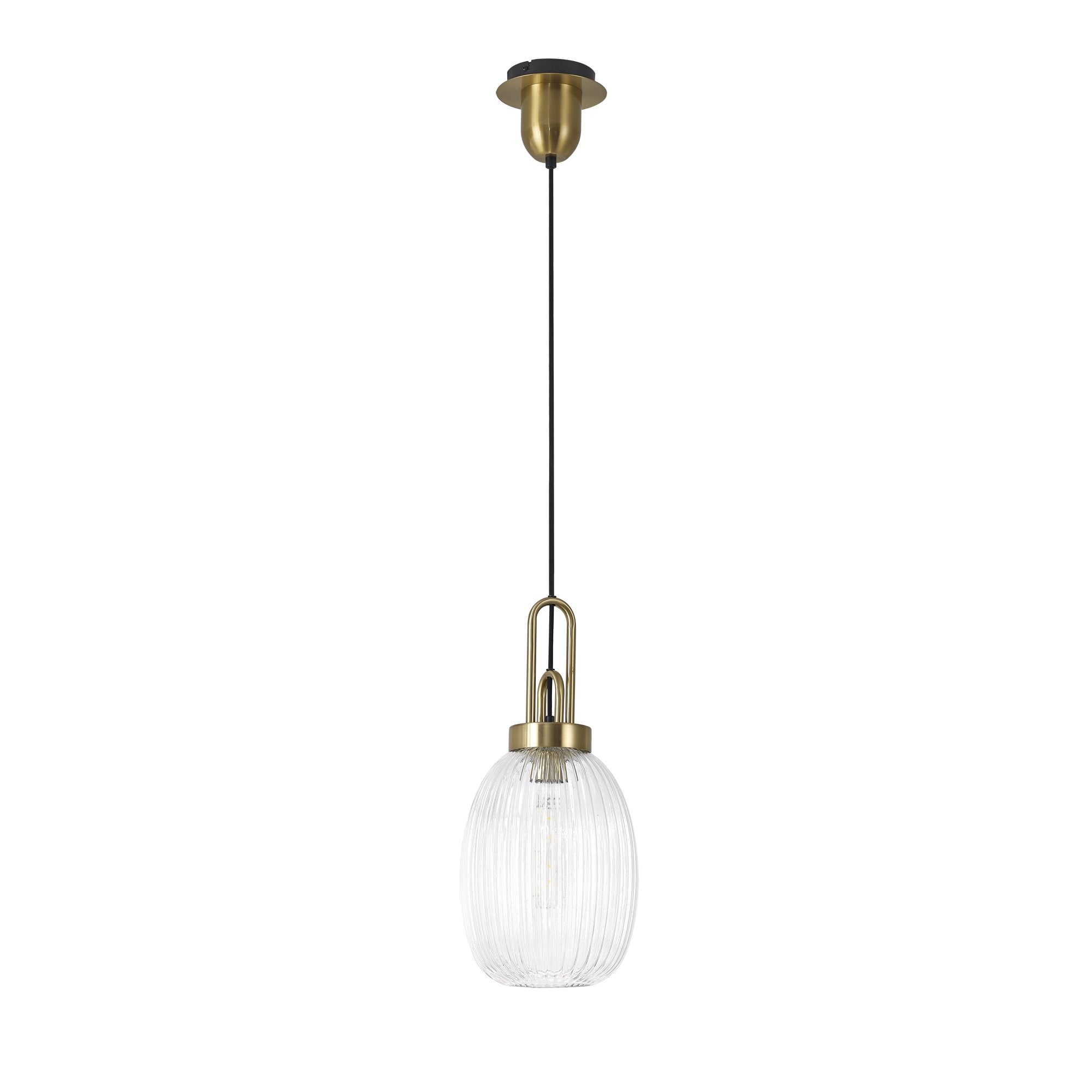 NLK05459 Amsterdam 1 Light Pendant Brass Gold Matt Black