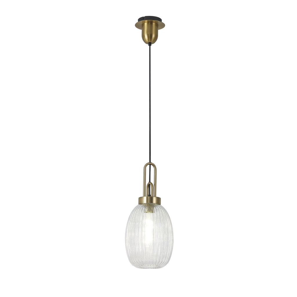 NLK05459 Amsterdam 1 Light Pendant Brass Gold Matt Black