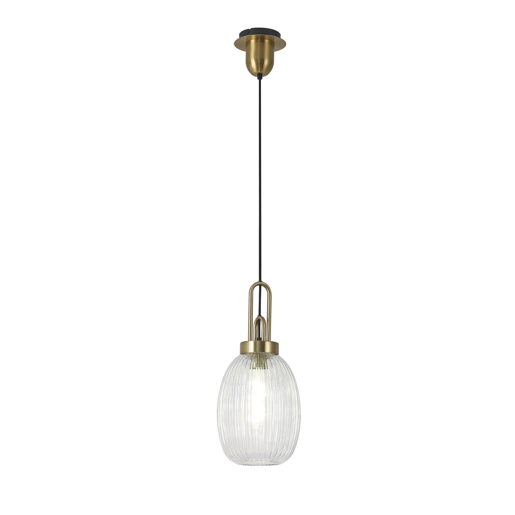 NLK05459 Amsterdam 1 Light Pendant Brass Gold Matt Black