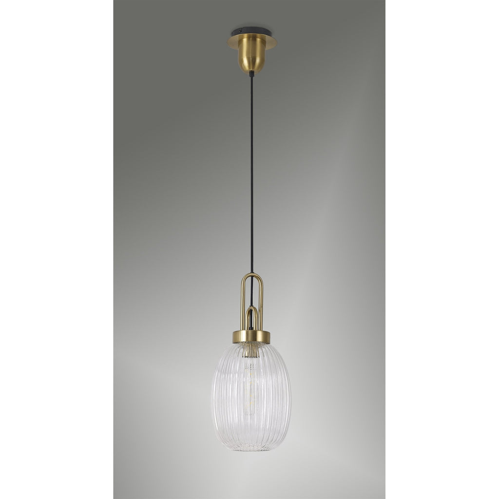 NLK05459 Amsterdam 1 Light Pendant Brass Gold Matt Black