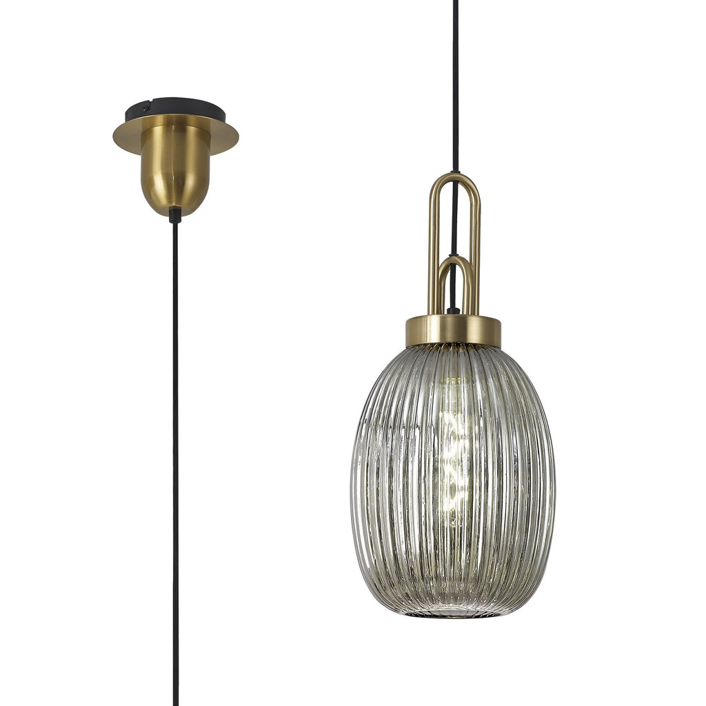 NLK05469 Amsterdam 1 Light Pendant Brass Gold Matt Black