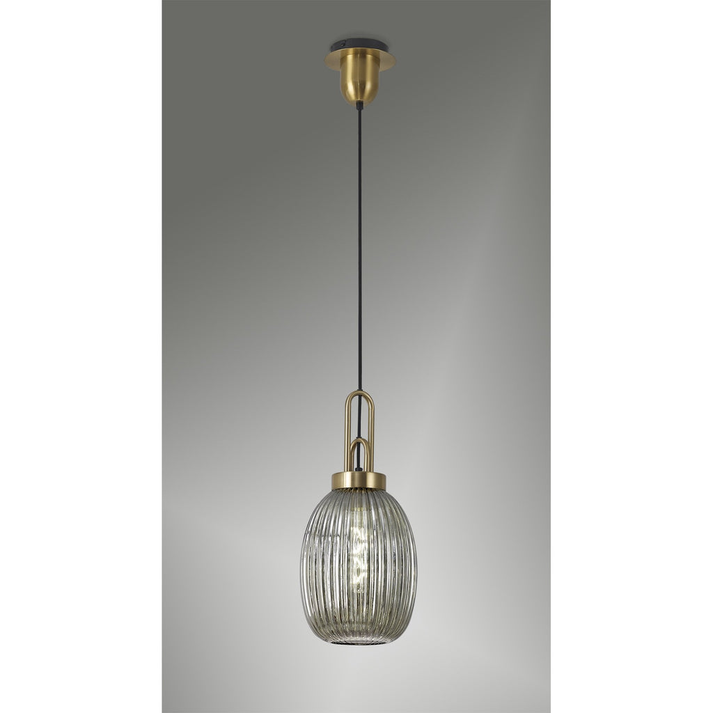 NLK05469 Amsterdam 1 Light Pendant Brass Gold Matt Black
