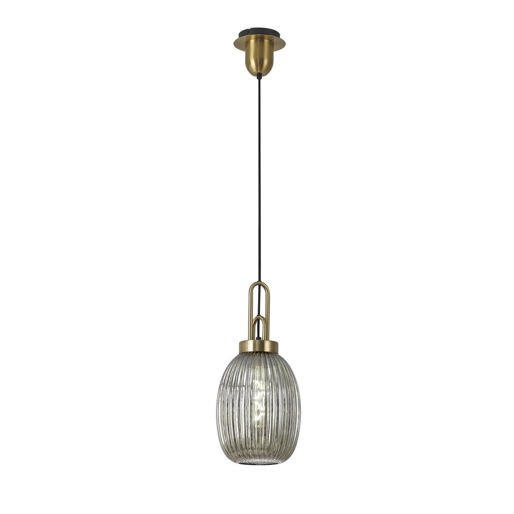 NLK05469 Amsterdam 1 Light Pendant Brass Gold Matt Black