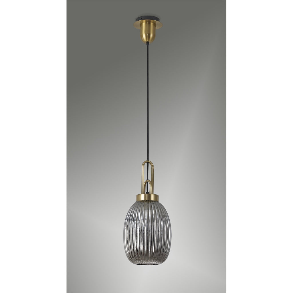 NLK05469 Amsterdam 1 Light Pendant Brass Gold Matt Black