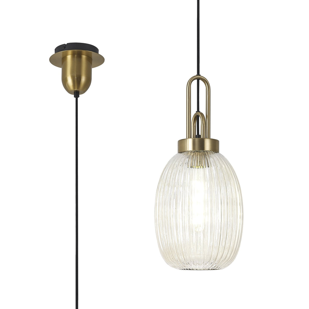 NLK05479 Amsterdam 1 Light Pendant Brass Gold Matt Black
