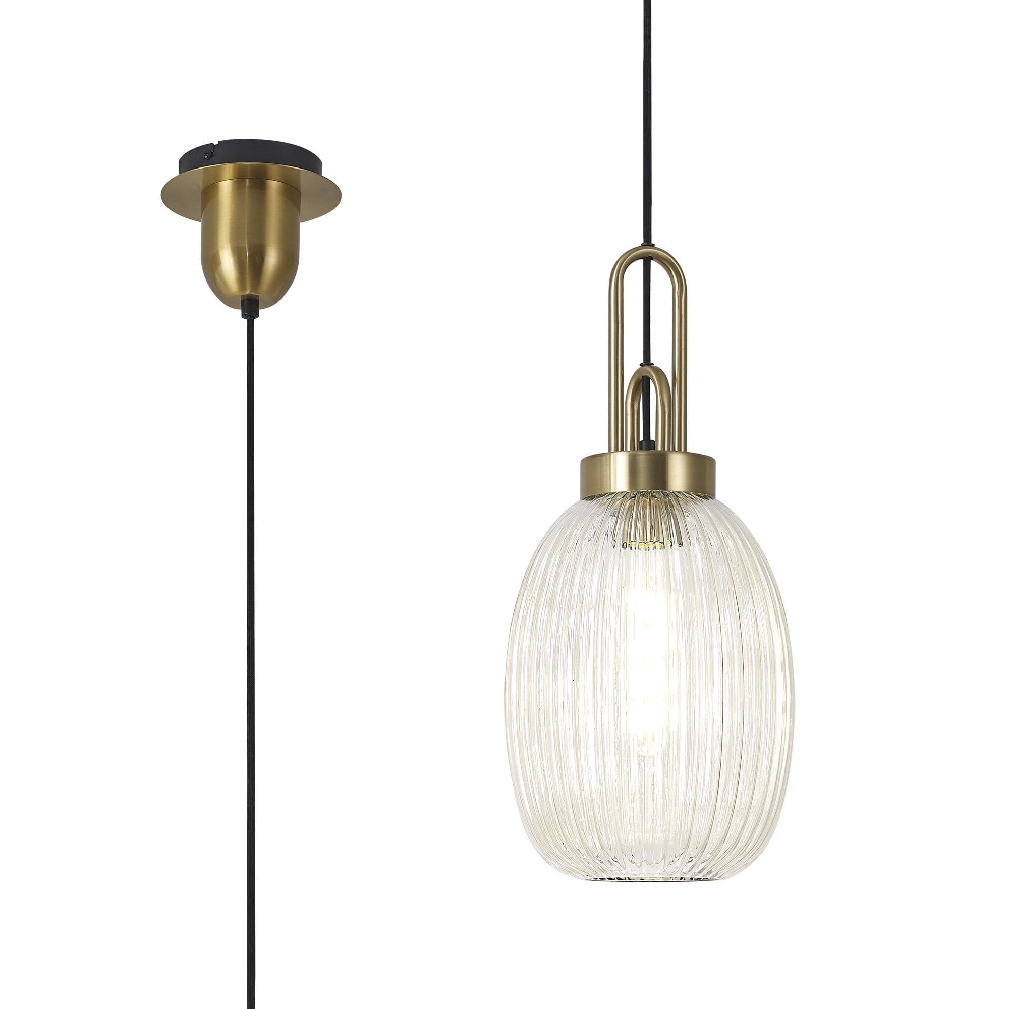 NLK05479 Amsterdam 1 Light Pendant Brass Gold Matt Black