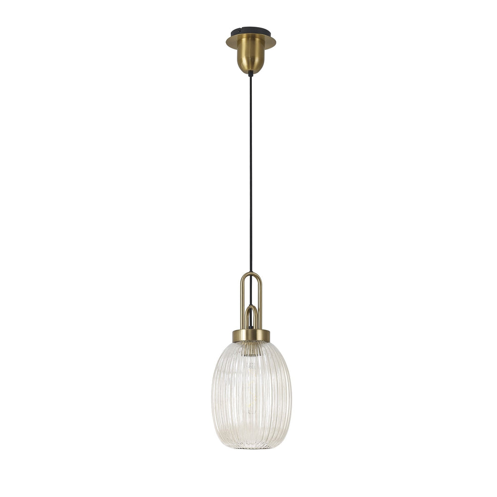 NLK05479 Amsterdam 1 Light Pendant Brass Gold Matt Black