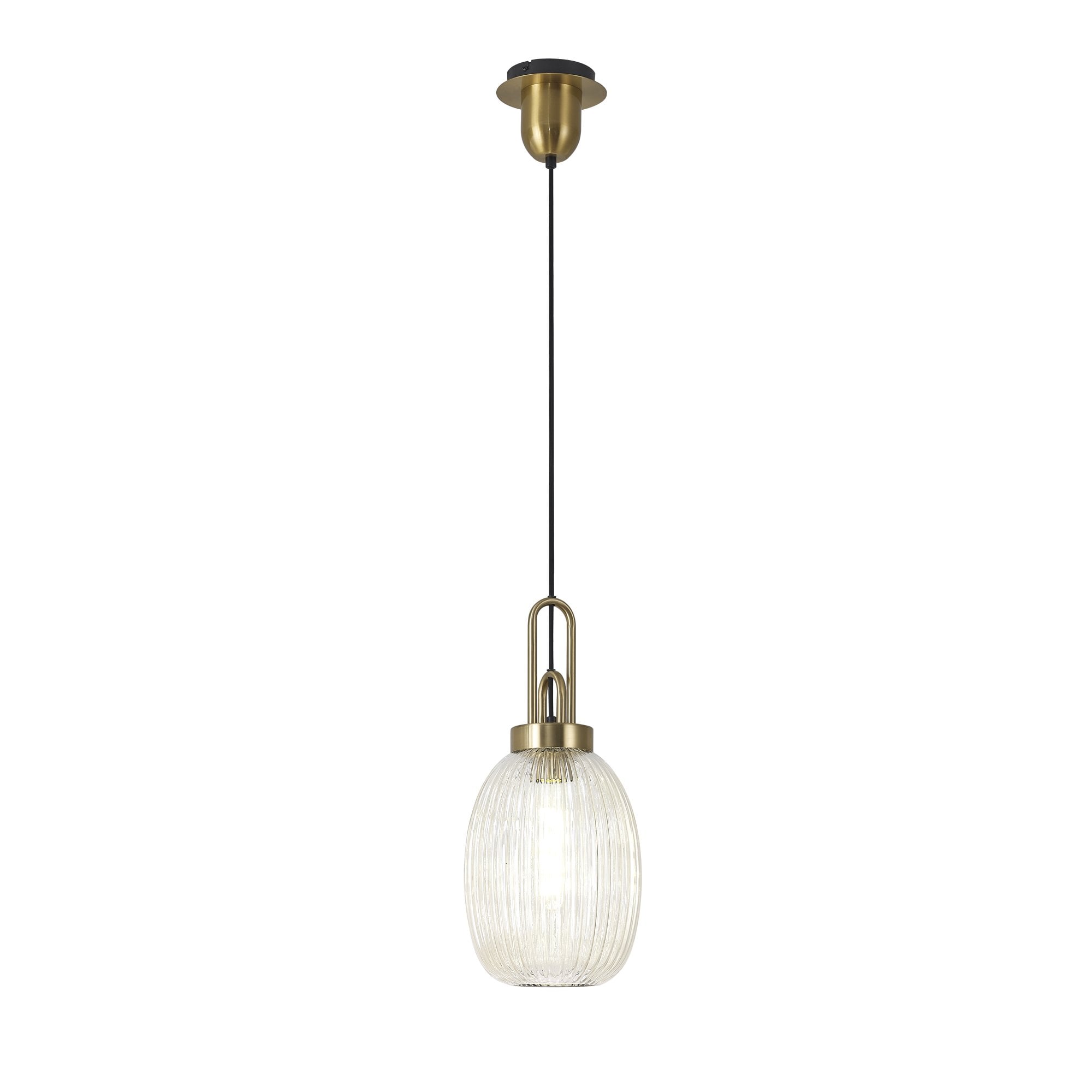 NLK05479 Amsterdam 1 Light Pendant Brass Gold Matt Black