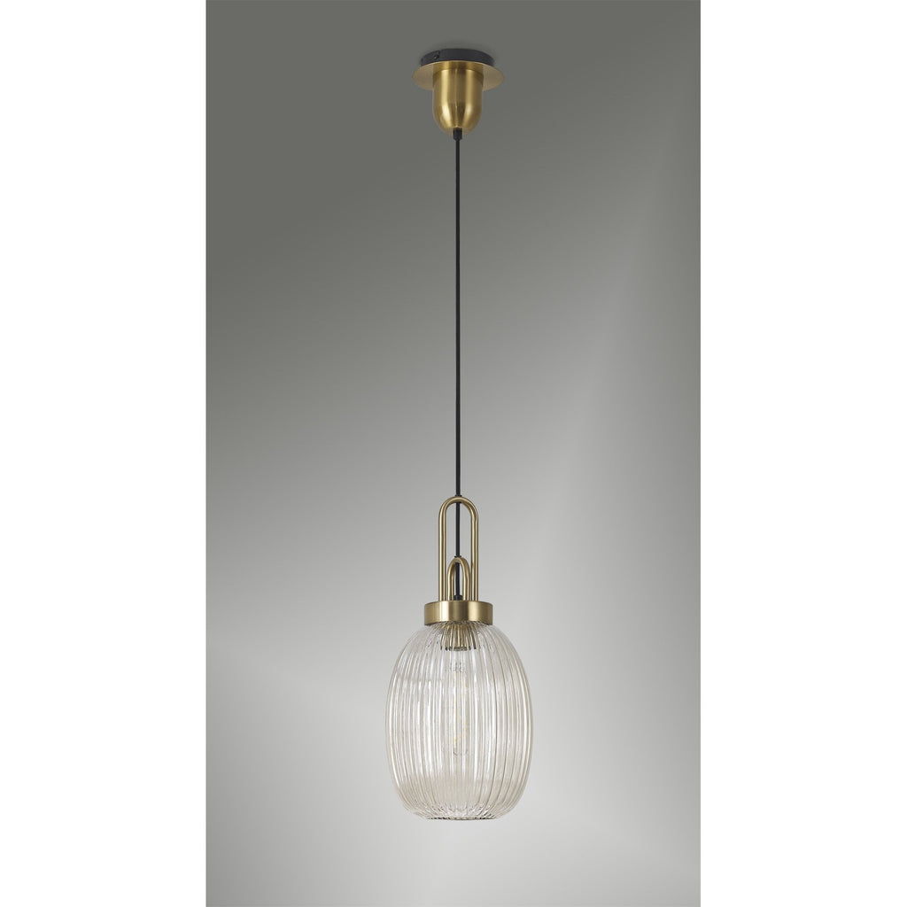 NLK05479 Amsterdam 1 Light Pendant Brass Gold Matt Black