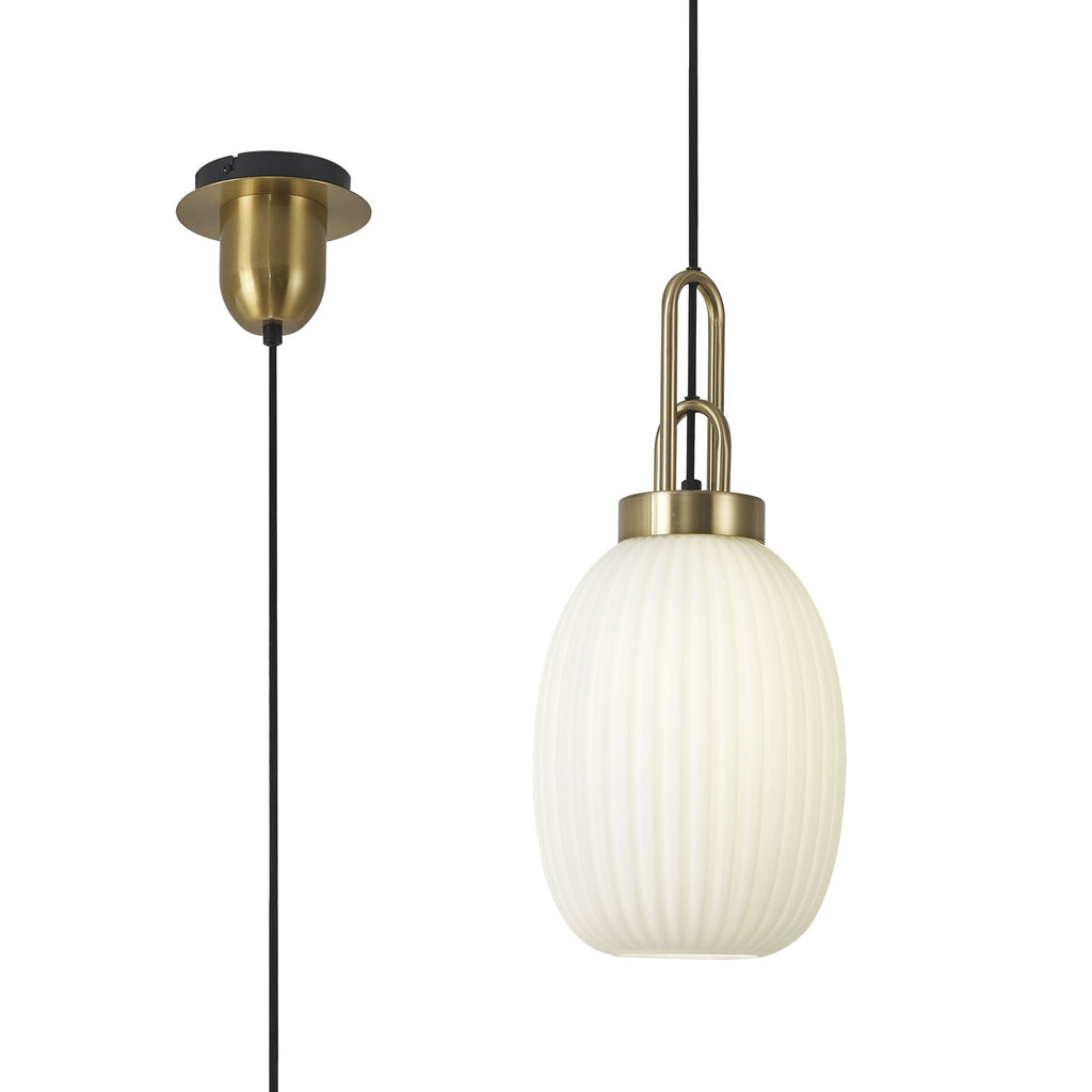 NLK05489 Amsterdam 1 Light Pendant Brass Gold Matt Black