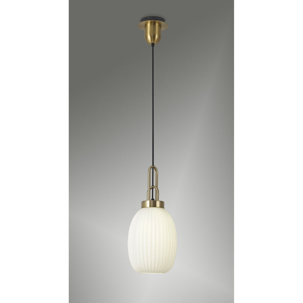 NLK05489 Amsterdam 1 Light Pendant Brass Gold Matt Black