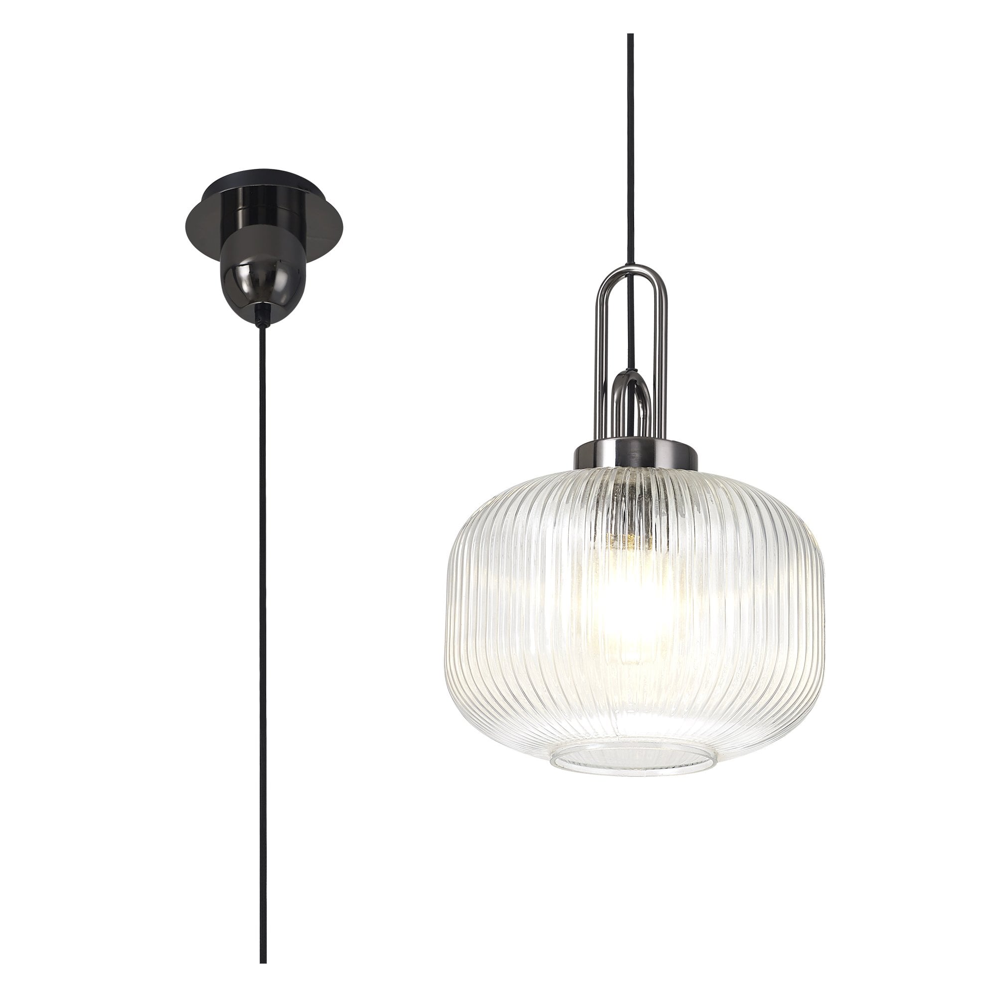 NLK05509 Amsterdam 1 Light Pendant Black Chrome Matt Black