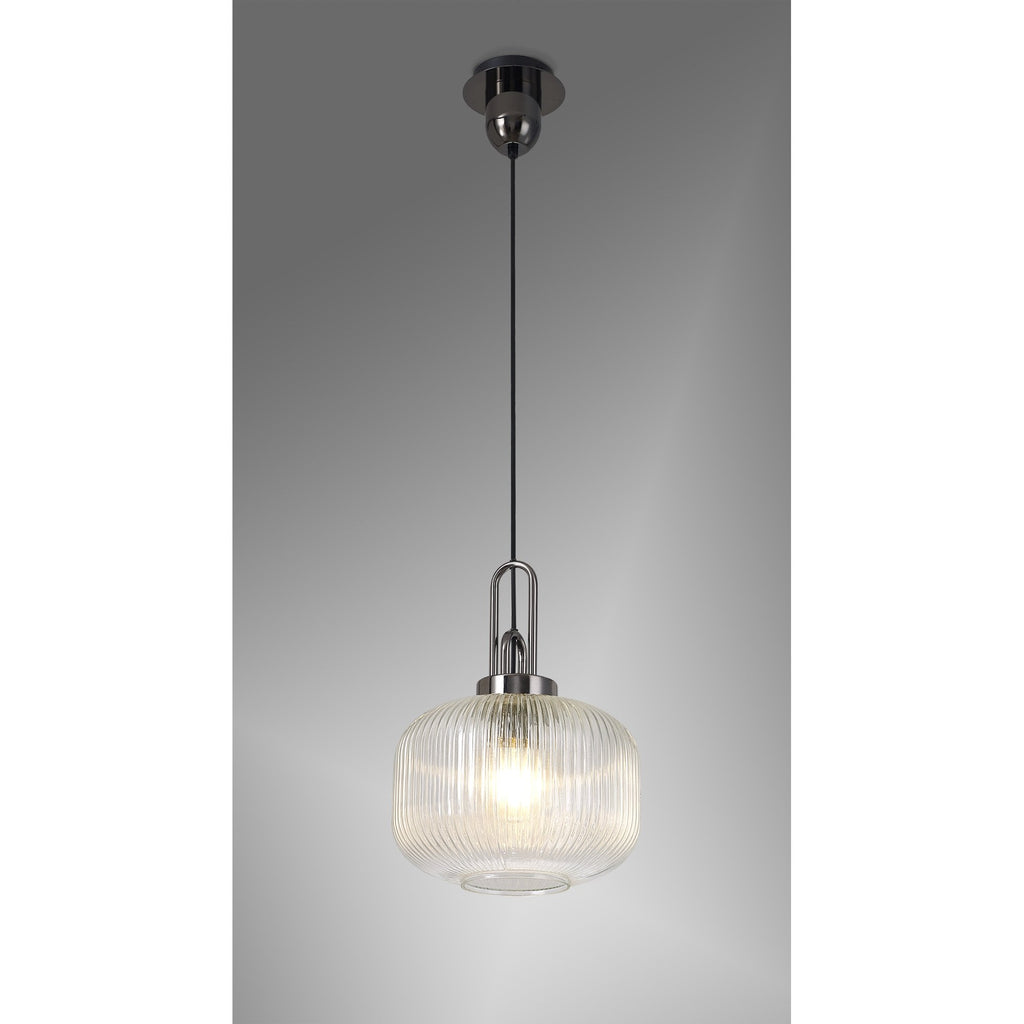 NLK05509 Amsterdam 1 Light Pendant Black Chrome Matt Black