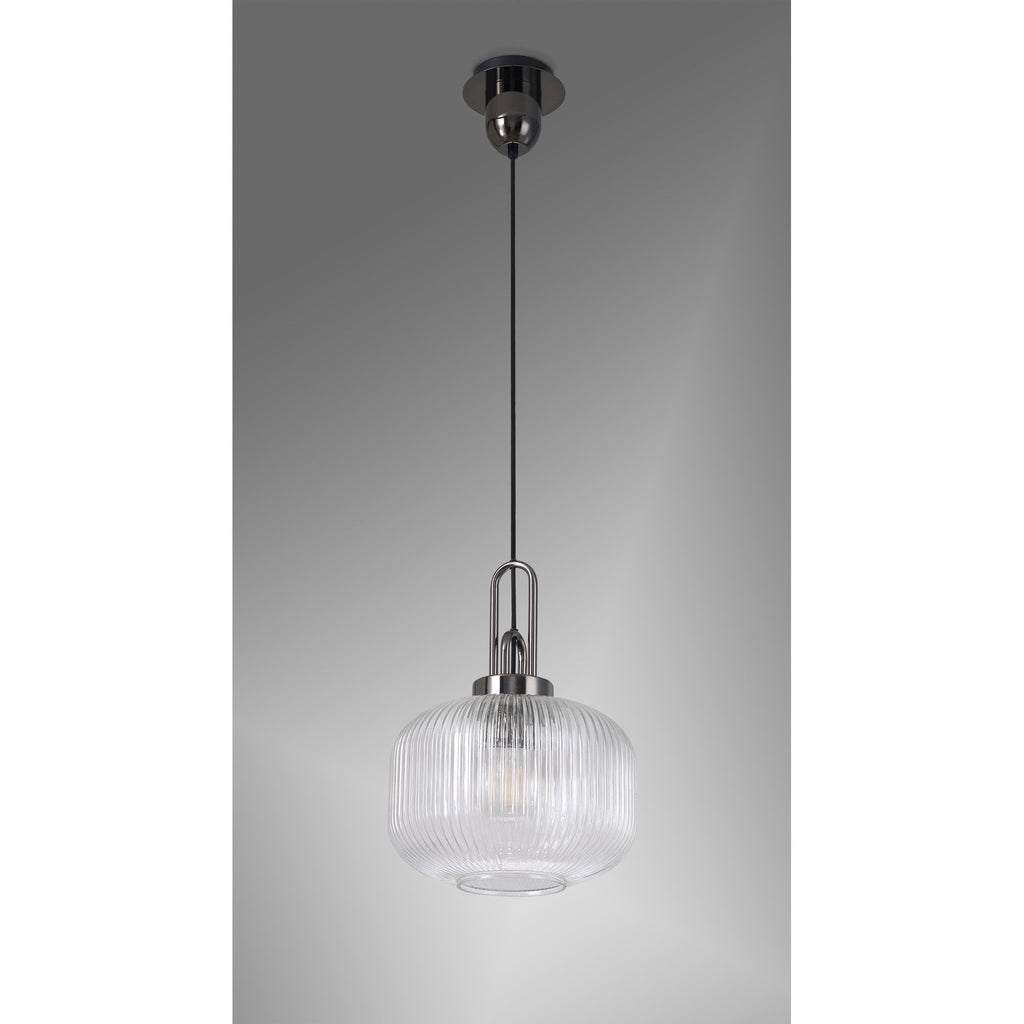 NLK05509 Amsterdam 1 Light Pendant Black Chrome Matt Black