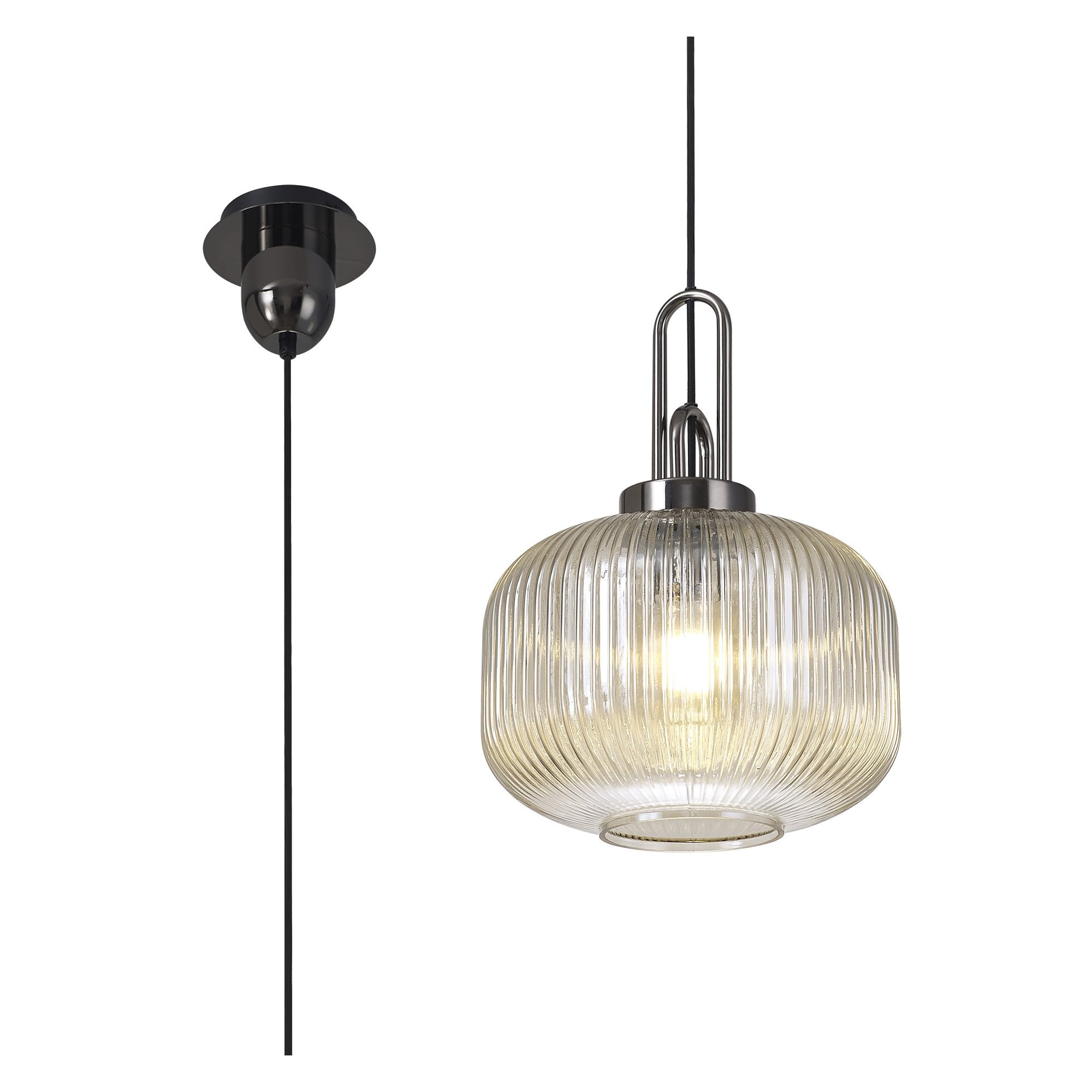 NLK05519 Amsterdam 1 Light Pendant Black Chrome Matt Black
