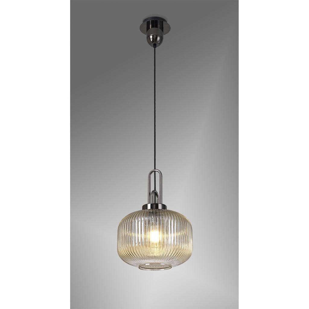 NLK05519 Amsterdam 1 Light Pendant Black Chrome Matt Black