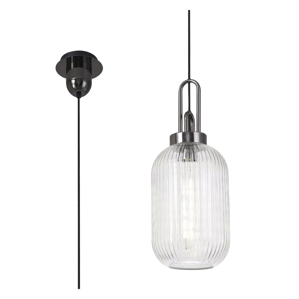 NLK05539 Amsterdam 1 Light Pendant Black Chrome Matt Black