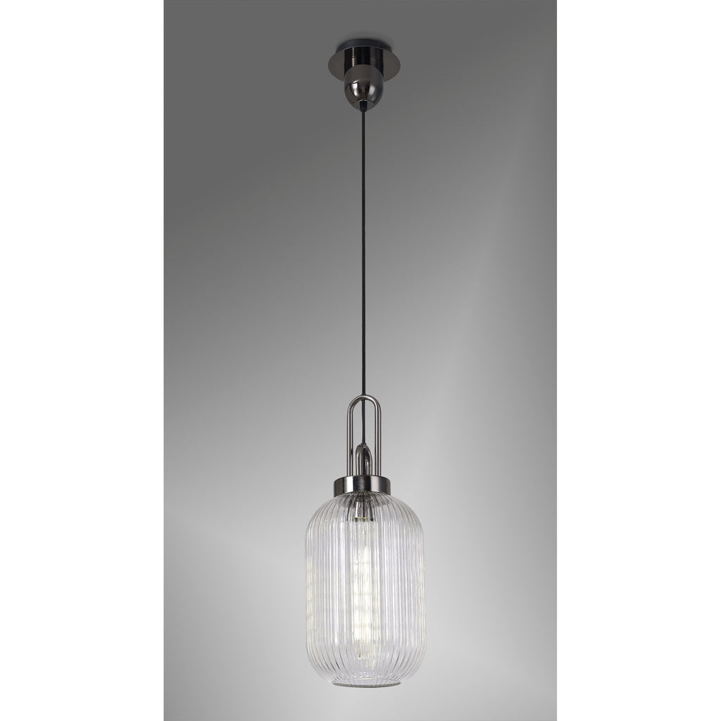 NLK05539 Amsterdam 1 Light Pendant Black Chrome Matt Black