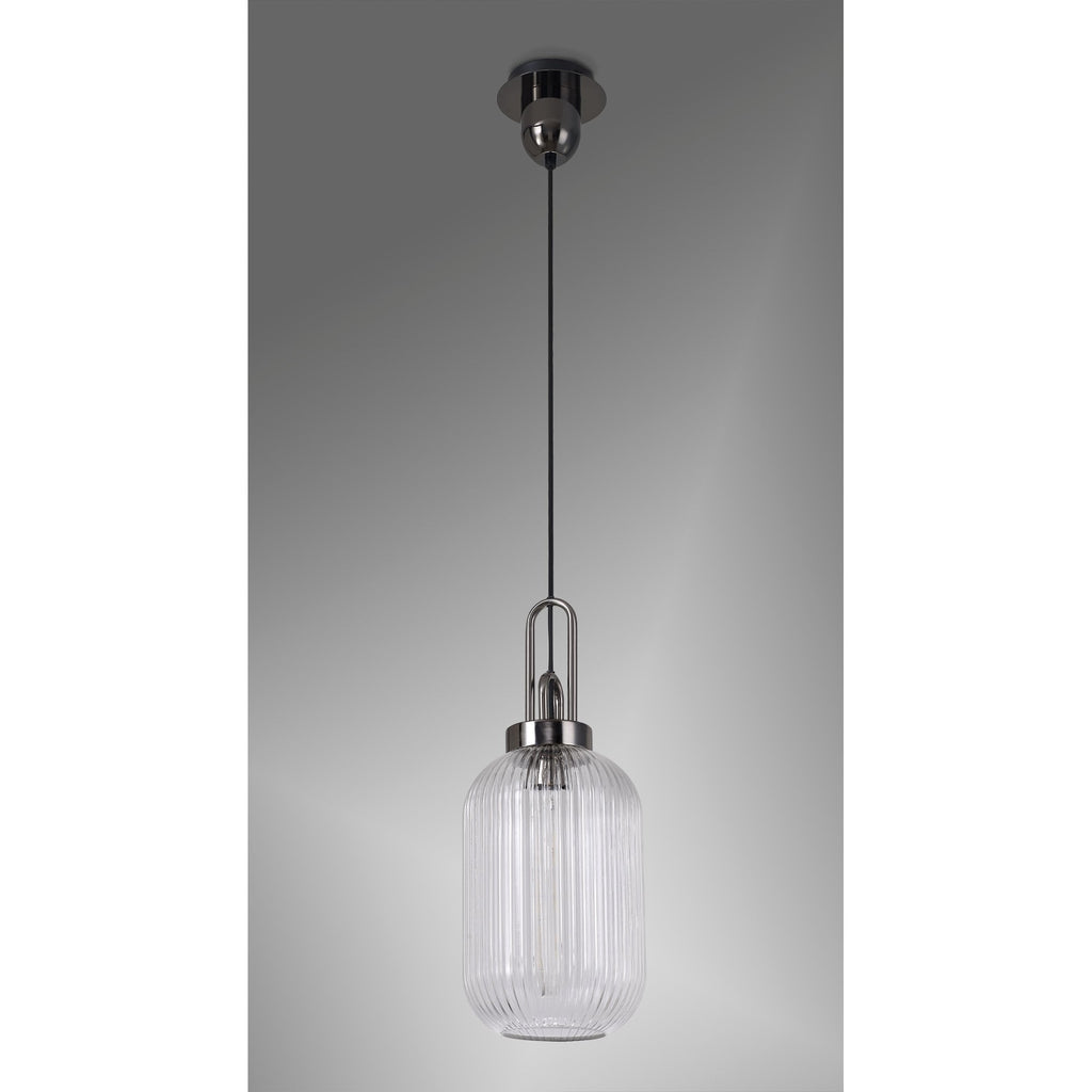 NLK05539 Amsterdam 1 Light Pendant Black Chrome Matt Black