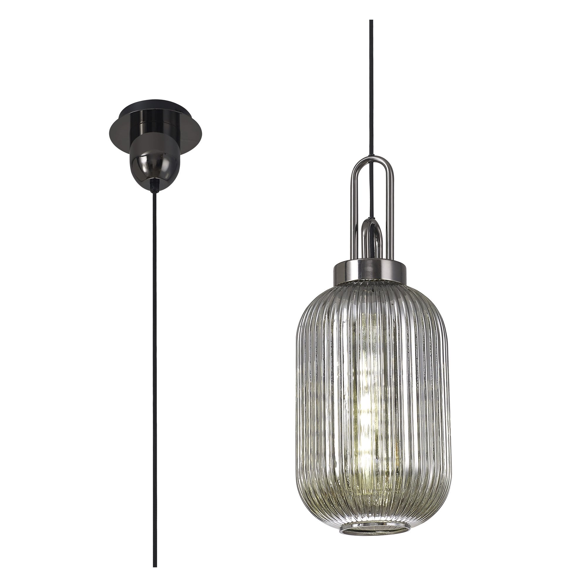 NLK05549 Amsterdam 1 Light Pendant Black Chrome Matt Black